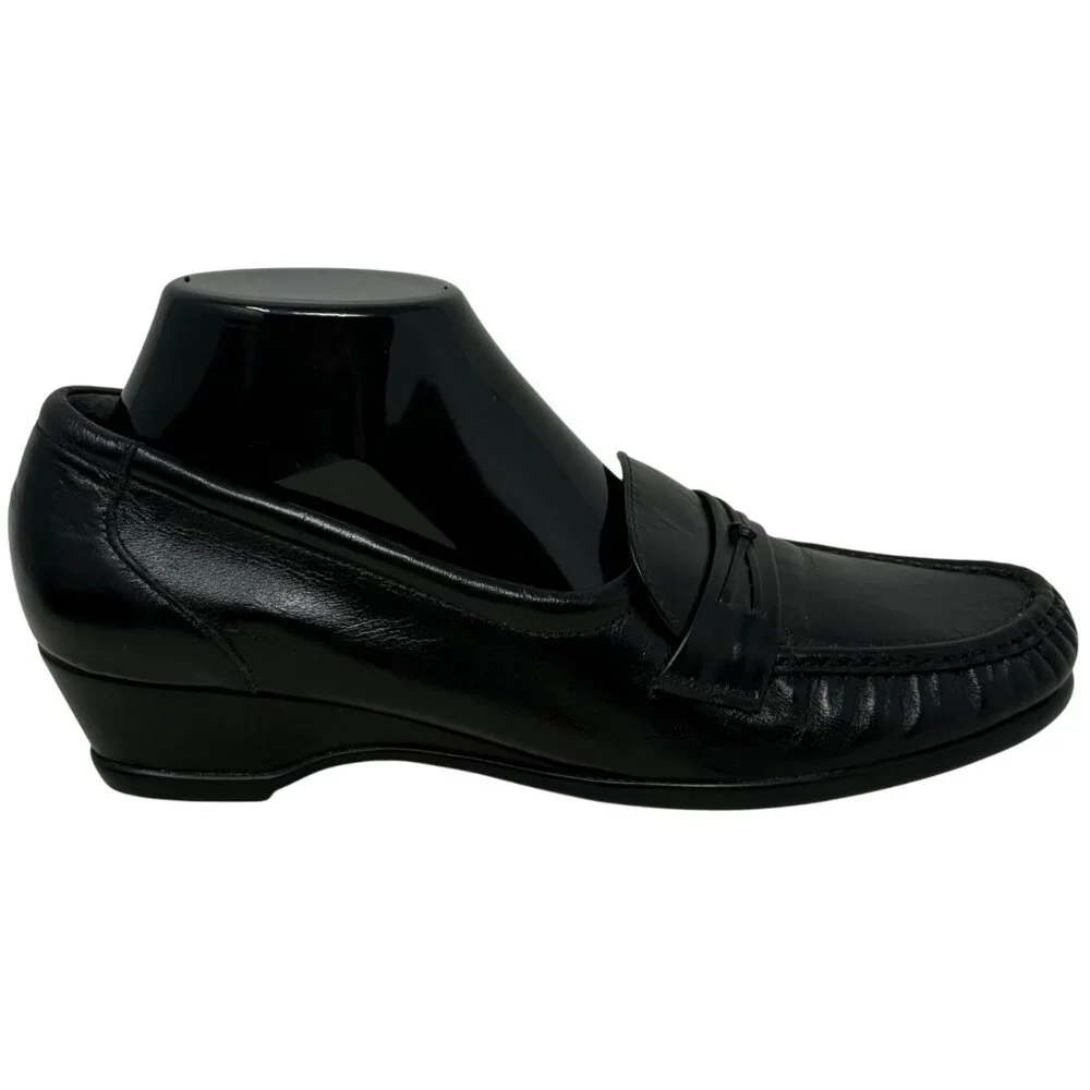SAS Womens Easier Black‎ Leather Dress Career Work Slip On Low Heel 10N